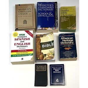 Lot 8 Variety DICTIONARIES Dictionary English Spanish School Bible Reference